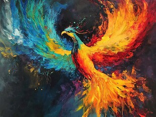 火焰凤凰的绚烂艺术图景