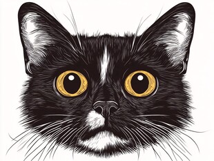 黑猫头像 灵动大眼与胡须