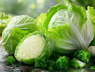 新鲜翠绿的卷心菜与配菜