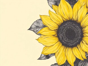 手绘向日葵插画背景图