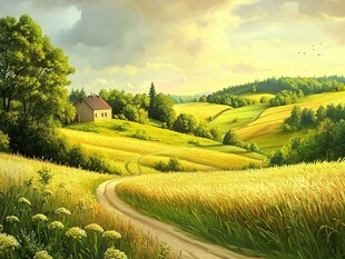 田园风光中的乡间小路