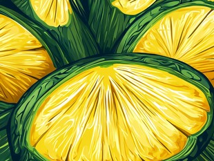 艺术风切开的新鲜柠檬片