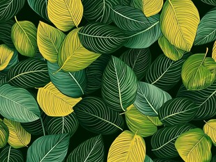 清新绿叶无缝图案背景