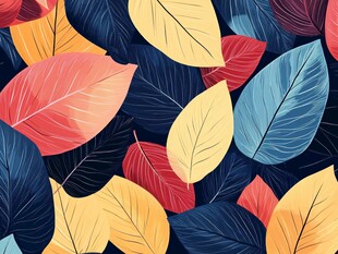 多彩秋叶无缝图案背景