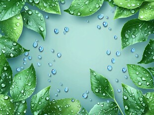 绿叶上的晶莹水珠