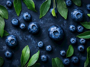 蓝莓绿叶图 清新自然风