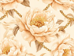 复古风牡丹链条花卉图案