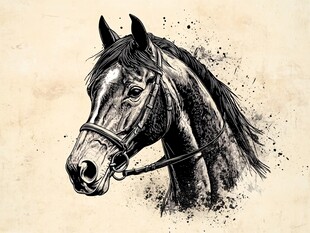 马头素描图 复古艺术风格