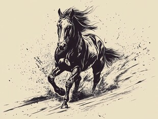 奔腾骏马图