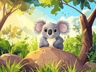 岩石上的可爱考拉