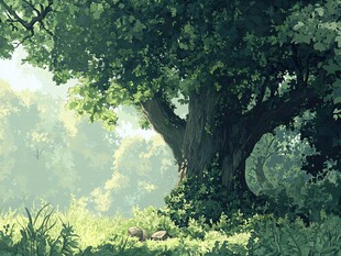 静谧森林中的古老大树