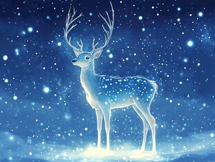 梦幻星空下的唯美灵鹿