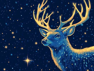 梦幻星空下的优雅鹿