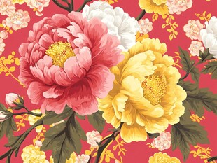 红色底花卉图案精美设计