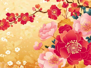 繁花绽放中式风插画