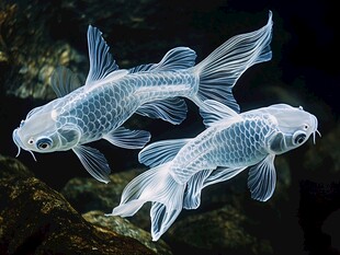 水中双锦鲤优雅共游