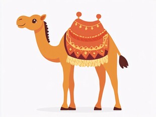 可爱骆驼插画 驮漂亮鞍具