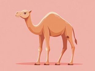 粉色背景上的可爱单峰骆驼