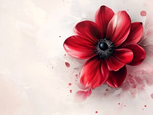 娇艳红花朵的梦幻艺术图