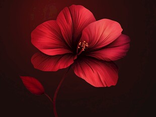 艳丽红扶桑花特写