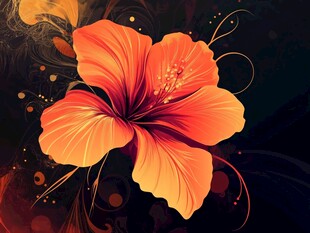 橙艳扶桑花梦幻背景图