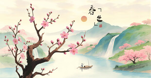 桃花国画桃花