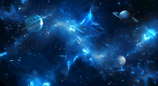 蓝色星空宇宙星云