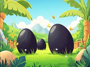 草地中的神秘黑色巨蛋