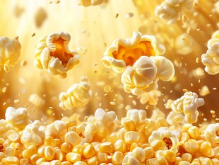 爆米花飞溅的美味瞬间