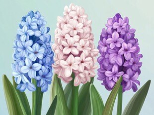 三色风信子插画欣赏