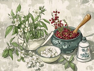 茉莉花椒等中式香料静物图