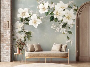 淡雅花卉墙饰的温馨角落