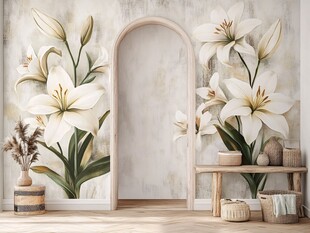 百合花墙饰营造温馨空间