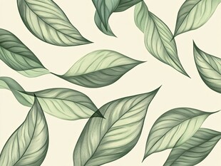手绘绿叶图案背景素材