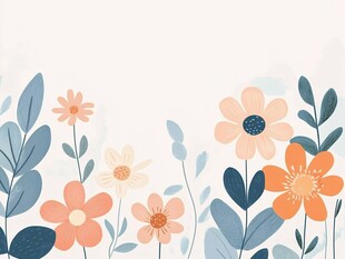 清新手绘花卉植物图案