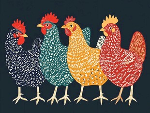 多彩公鸡插画