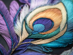 精美刺绣孔雀羽毛细节