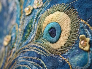 孔雀羽毛刺绣精美细节