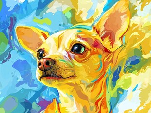 彩色抽象风吉娃娃头像