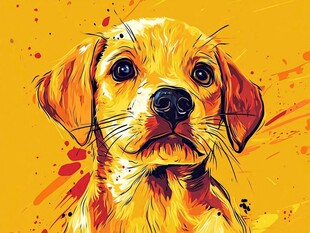 可爱金毛犬插画
