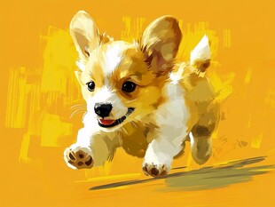 奔跑的可爱小柯基