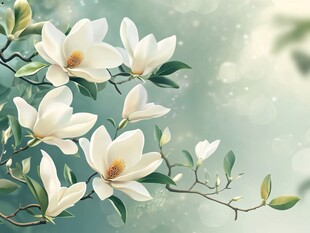 玉兰花枝 清新自然之美