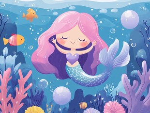 梦幻美人鱼畅游海底世界