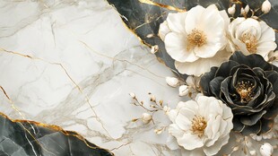 大理石上的花卉优雅组合