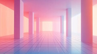 梦幻粉蓝光影空旷空间