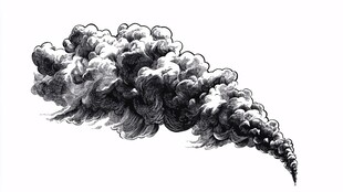 手绘黑烟云团艺术插画