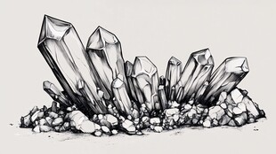 黑白水晶簇插画