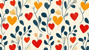 爱心枝叶图案的可爱背景