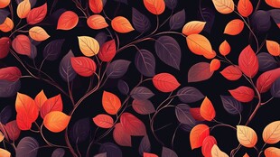 秋意叶影无缝图案