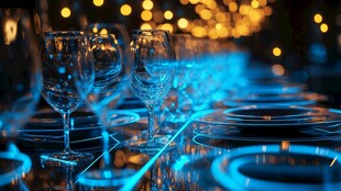 梦幻灯光下的精致酒杯